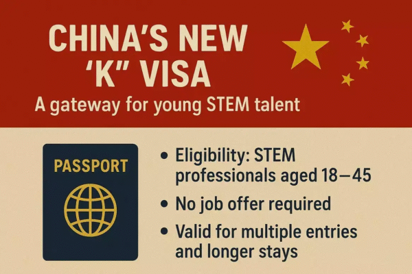 China’s New K Visa: Top 7 Opportunities for Global STEM Innovators China K Visa – A powerful new gateway for global STEM graduates, researchers, and innovators seeking opportunities in science, technology, and entrepreneurship.