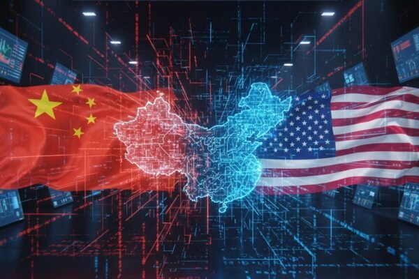 Breaking: China Cybersecurity Alarm as U.S. Breach Exposed at National Time Centre China Cybersecurity Alarm showing U.S. cyber breach 2025 illustration