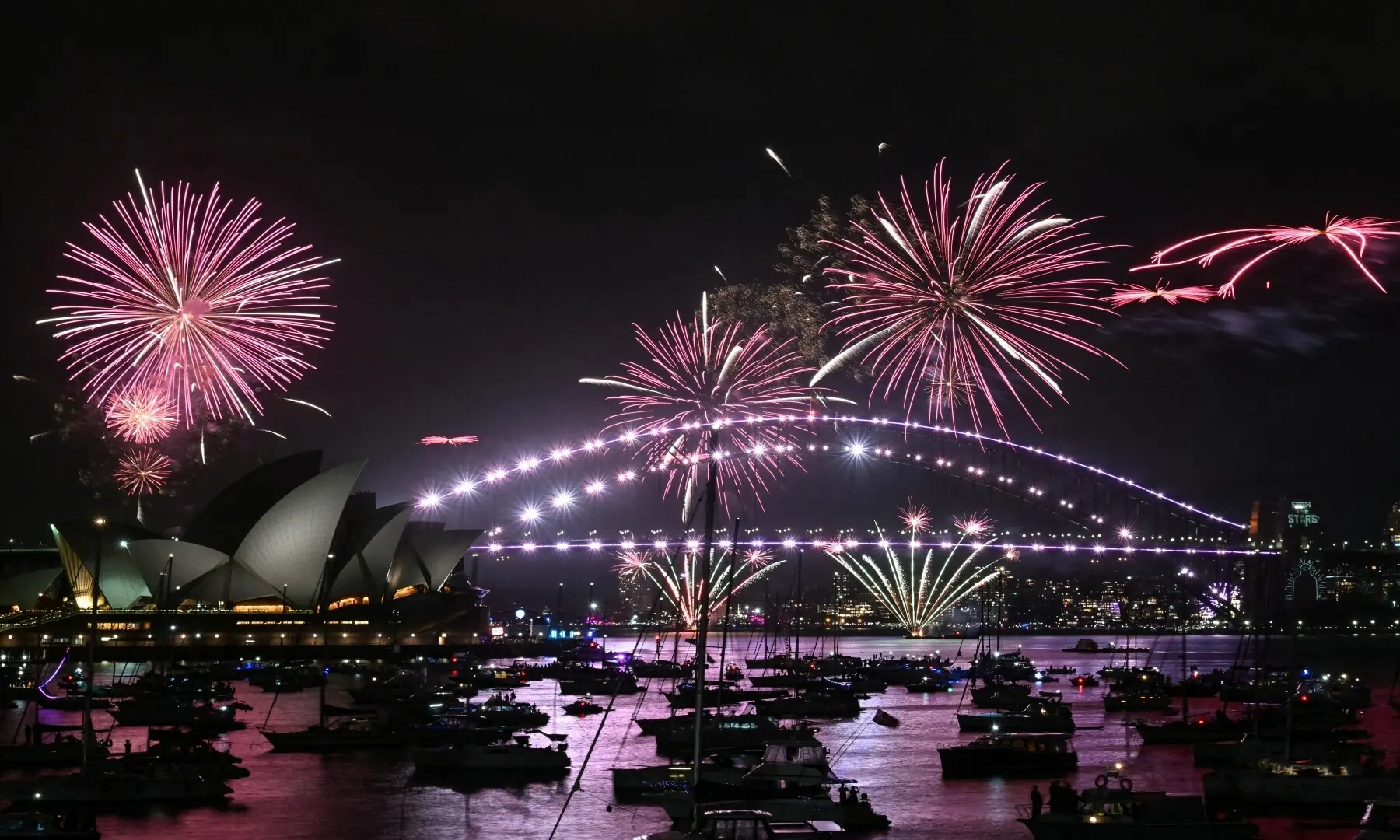 New Year 2026 celebrations with fireworks over a city skyline