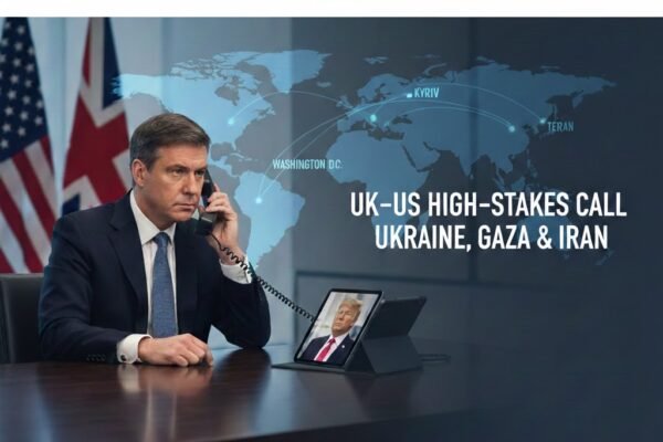 UK Prime Minister on a high‑stakes phone call with President Trump discussing Ukraine, Gaza and Iran