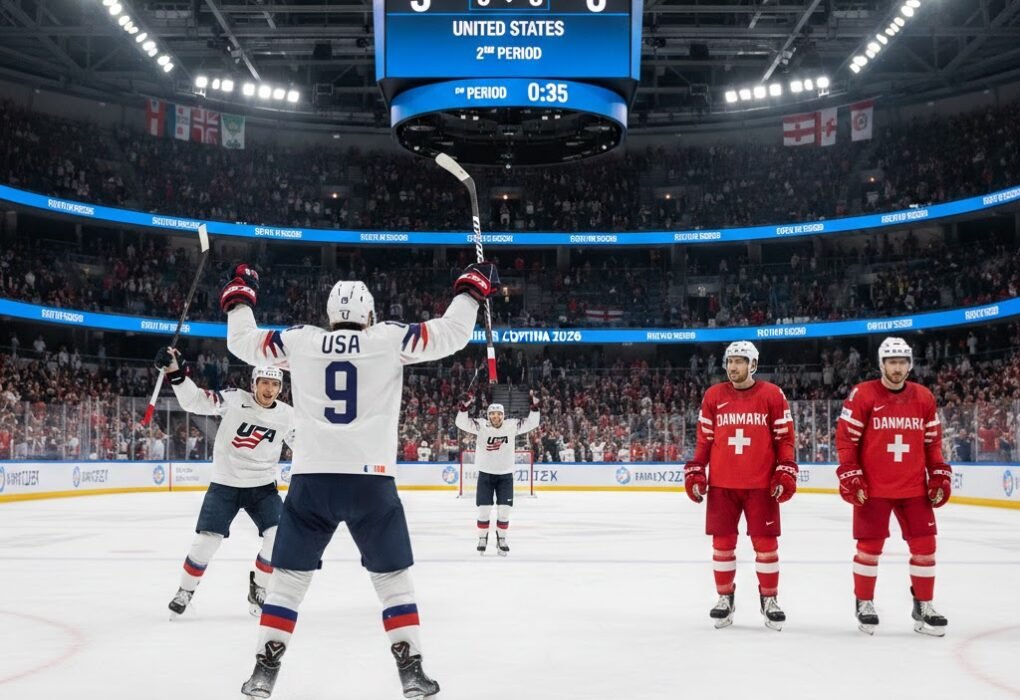Denmark vs United States Olympic hockey match