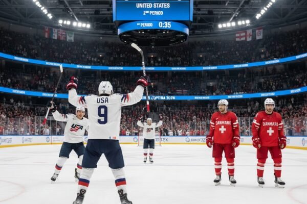 Denmark vs United States Olympic hockey match