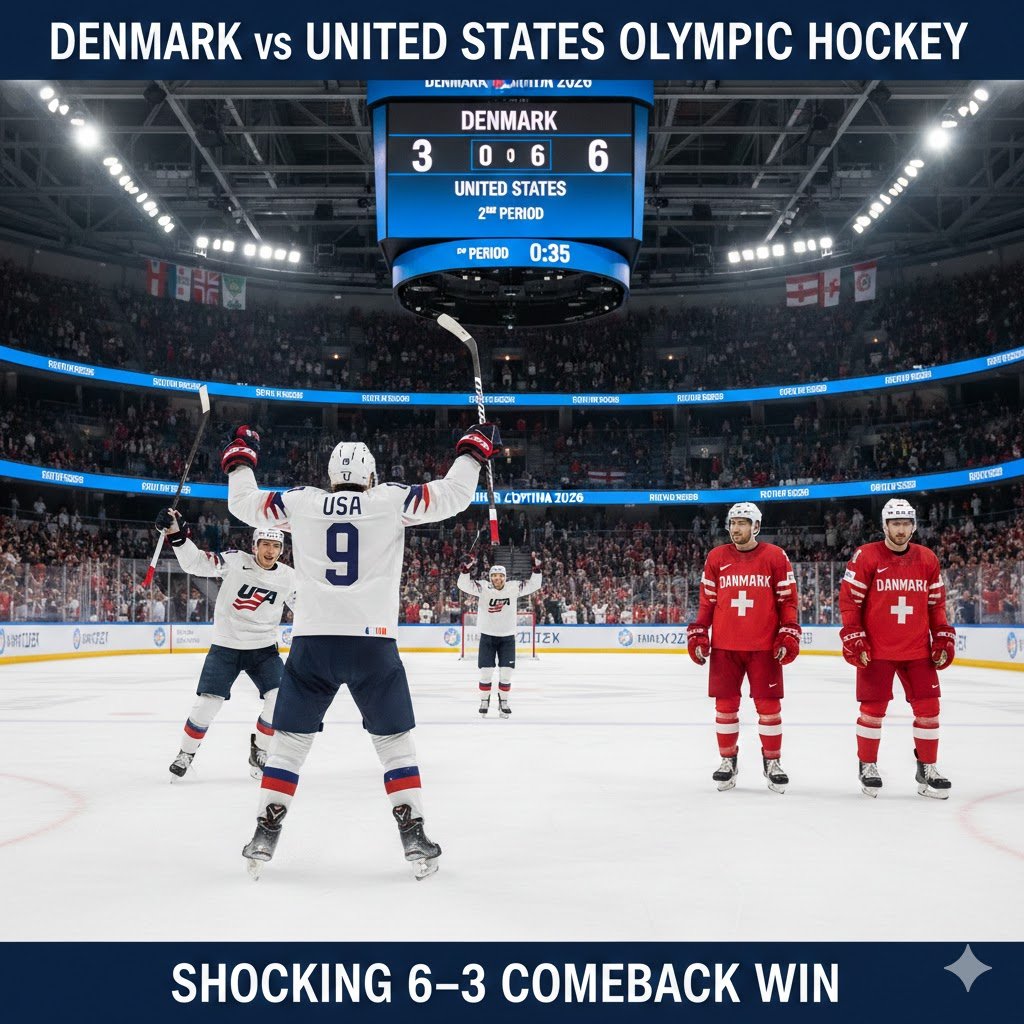 Denmark vs United States Olympic hockey match