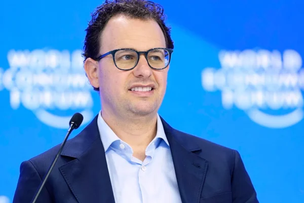 Anthropic CEO Dario Amodei speaking at a tech conference about AI growth being too hard to handle