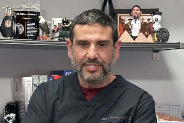 Adam Hamawy, an Egyptian‑American doctor and former US Army combat surgeon who volunteered in Gaza